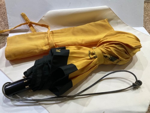 Authentic Fendi Vintage Logo Travel Umbrella Gold Black Made in Italy Unused - Picture 17 of 18