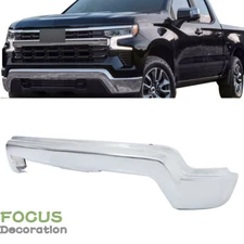 For Chevrolet Silveraro 1500 2022-2024 Chrome Steel Front Bumper W/o Sensor Hole