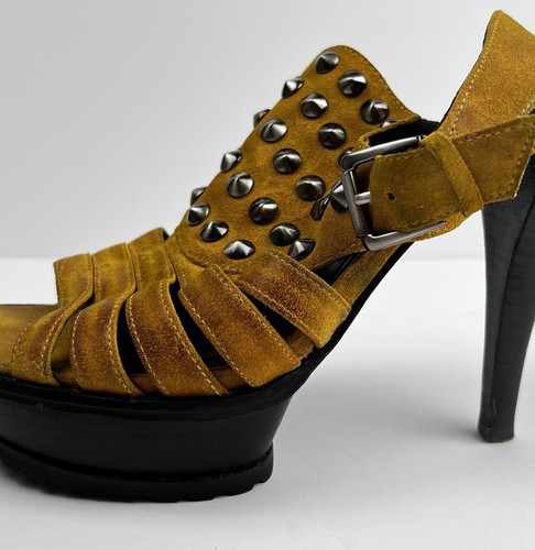 LISA FOR DONALD J. PLINER Isra Suede Women’s 9.5 Studded Yellow Stiletto Heel - Picture 11 of 19