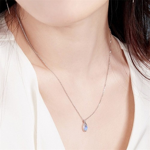 Necklace Womens Pendant  Silvering Chain Jewellery Gift Blue Water Drop Fashion - Bild 8 von 10