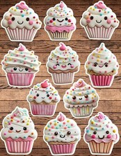 Cute Kawaii Cupcake Die Cut Stickers Set Funny Sticker Laptop Sticker