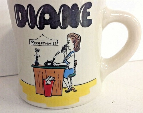 Vintage DIANE Receptionist Cartoon Mug The Mug Shop Corona del Mar California Ha - Picture 6 of 6