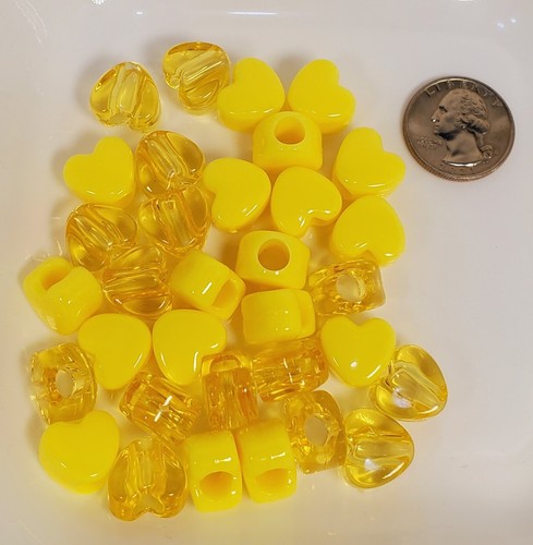 50 pcs yellow heart plastic dreadlock kid braid Ponytail bracelet hair beads - Picture 6 of 6