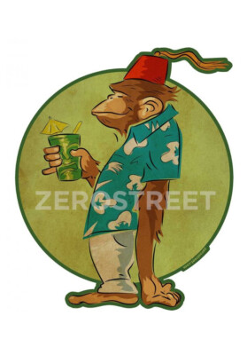Vintage Styled Metal Sign Ape Chimp Drunk Art Tiki Bar Man Cave Metal Print