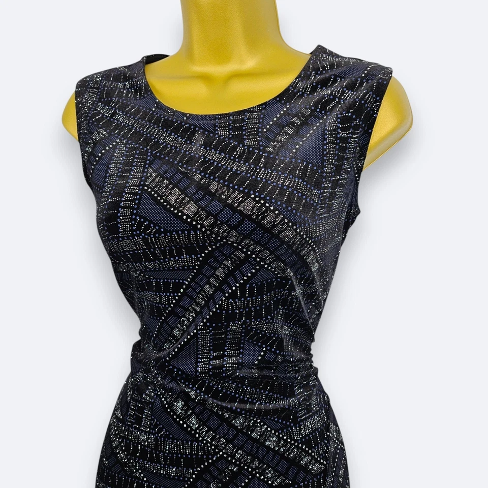 Vestido de Noche Quiz UK12 Azul Brillo Brillante Vestido de Fiesta Sin Mangas Bodycon Maxi Foto 3 de 4