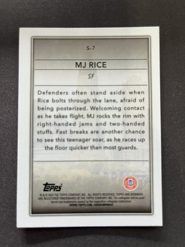 2022-23 Bowman U MJ RICE Skyscraping Insert #S-7 Kansas / NC State - Picture 2 of 2