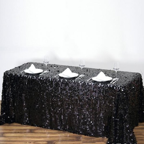 Black Rectangular 90x156" Large Payette Sequin Tablecloth Wedding Catering SALE - Picture 8 of 8