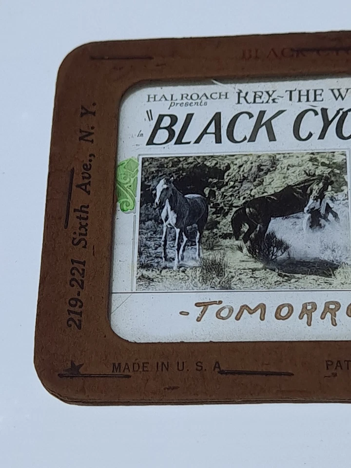 Diapositiva de cristal de la película de Hollywood 1924 Rex The Wild Horse "Black Cyclone" Foto 2 de 4