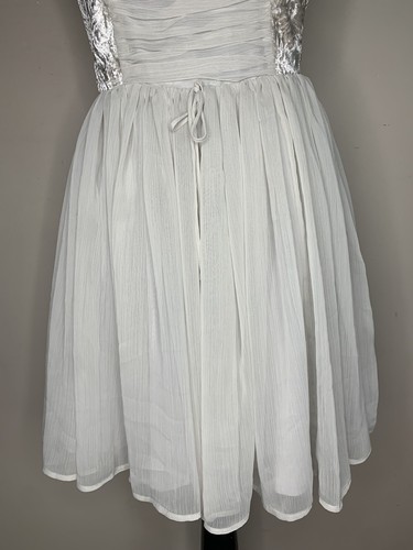 Free People Lover's Silver Velvet Mini A Line Dress Chiffon Lace Women’s S 4 - Picture 4 of 12