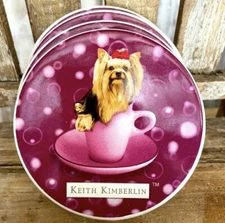 4 Keith Kimberlin Yorkshire Terrier Ceramic Coasters Encore Group New!