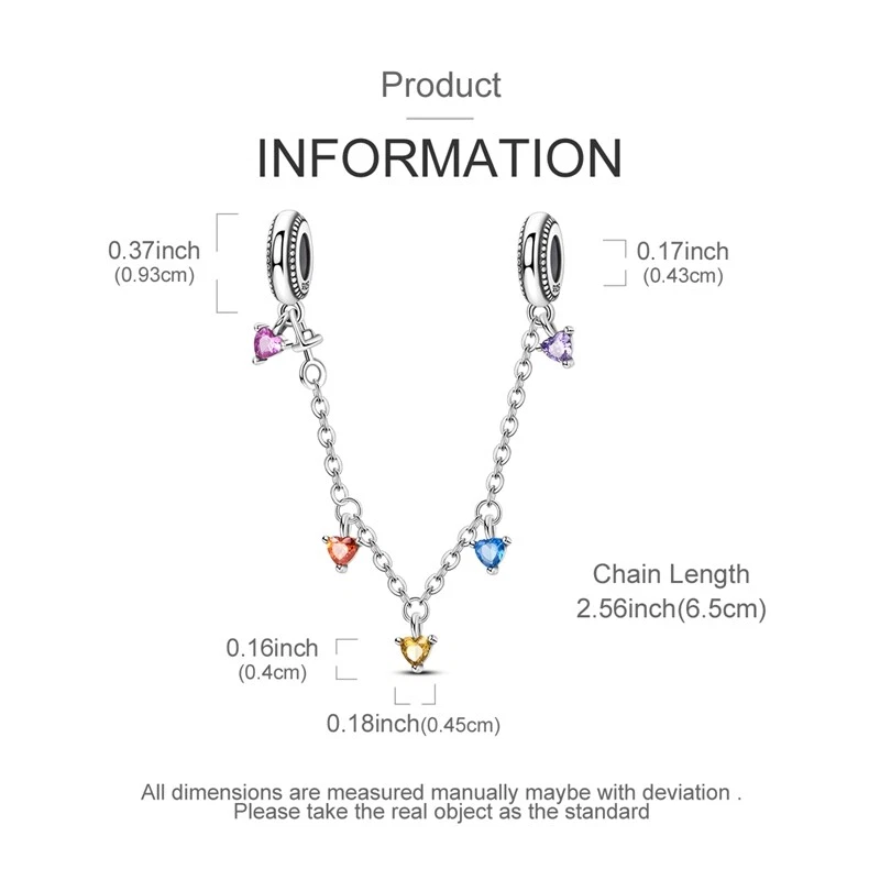 Pulsera MULA 925 plata esterlina circonita cúbica tapón de goma cadena de seguridad para mujer Foto 3 de 4