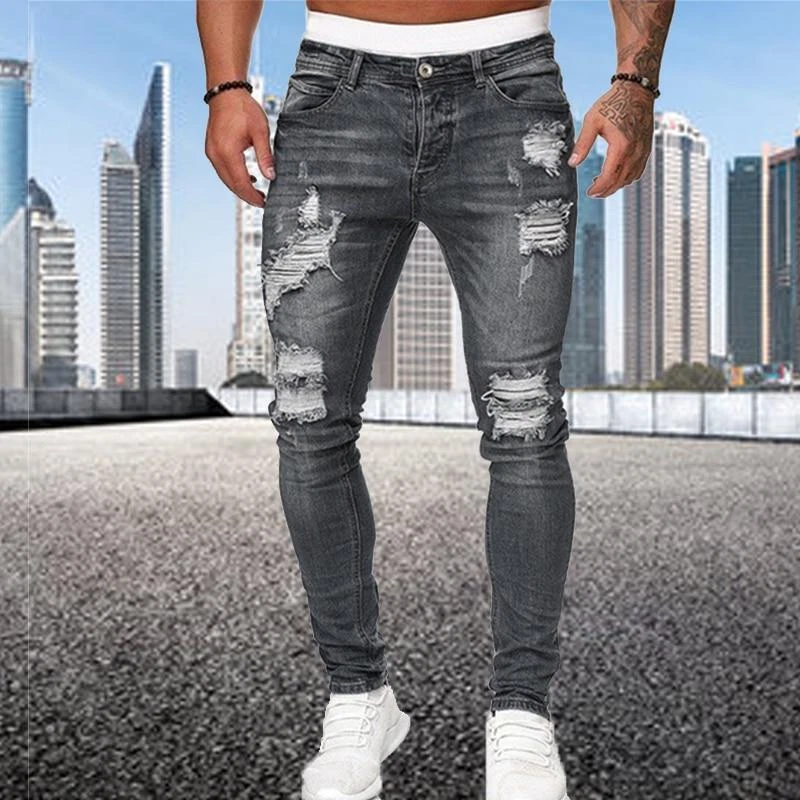 Pantalon habillé élégant pour hommes mode jean déchiré jean pantalon