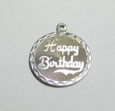 STERLING SILVER VINTAGE SPENCER CO. MAKER'S MARK HAPPY BIRTHDAY ROUND CHARM