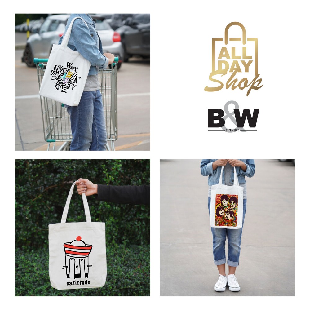 Casual Medium Canvas Tote Bag for Shopping and Street Food B14