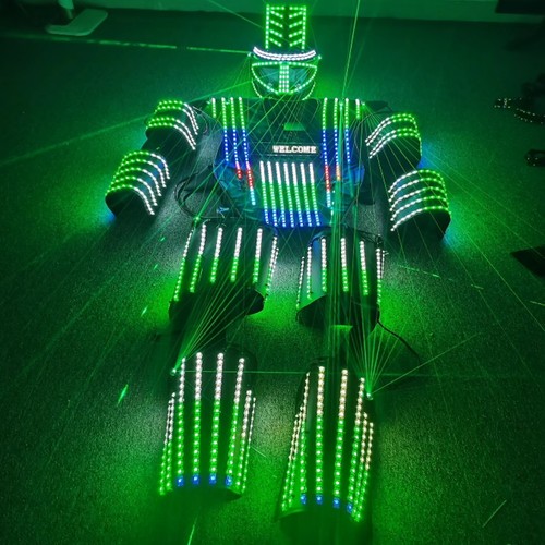 Costume trampoli colorati luminosi bar LED palcoscenico performance atmosfera oggetti di scena tuta - Foto 2 di 5