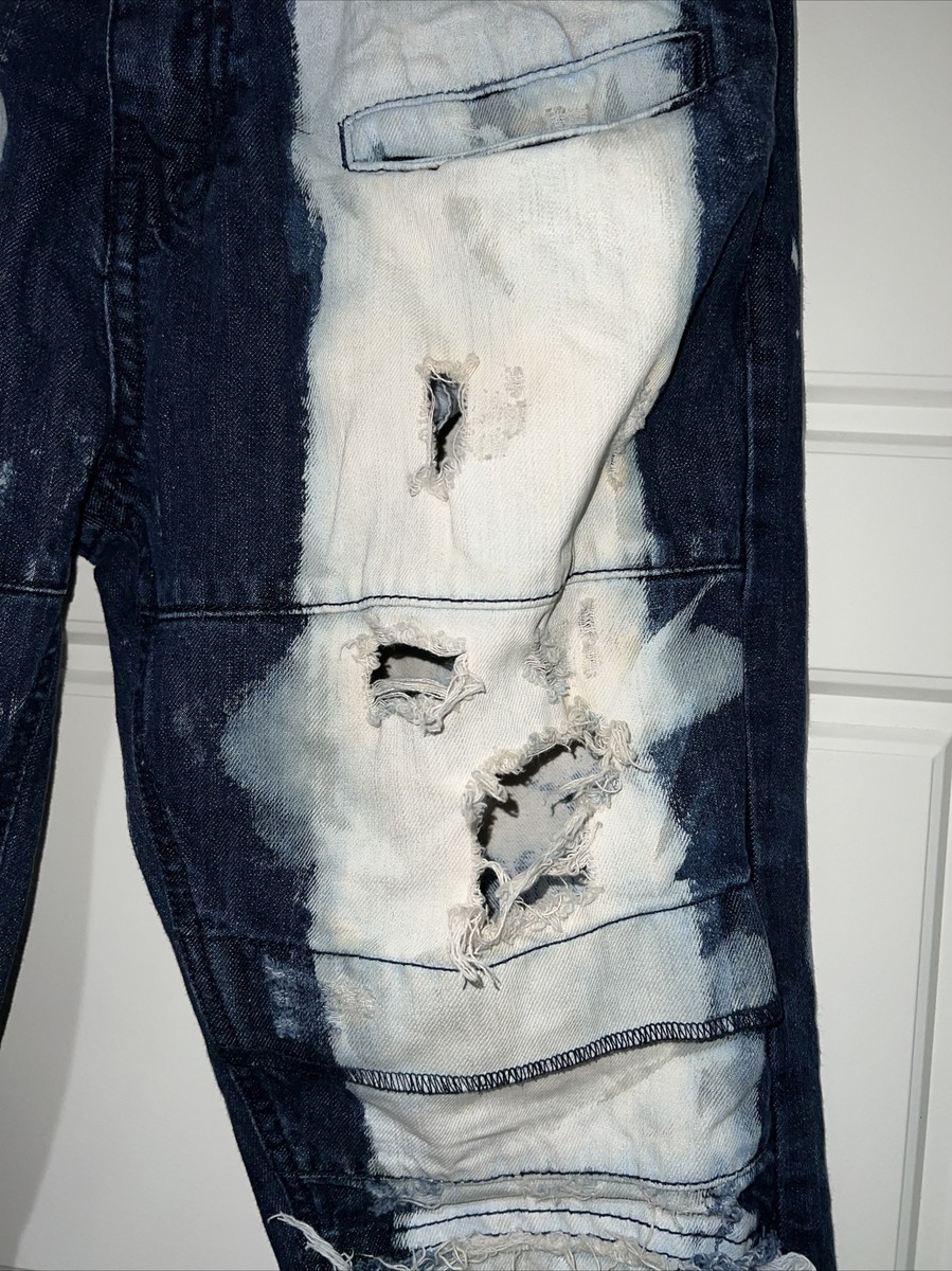 NormCore Punk Rock Paint Bleach Acid Wash Destroyed Denim