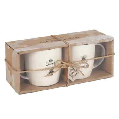 Bienenkönigin und Imker Becher Set Kaffeetasse Teetasse Keramik Geschenkset