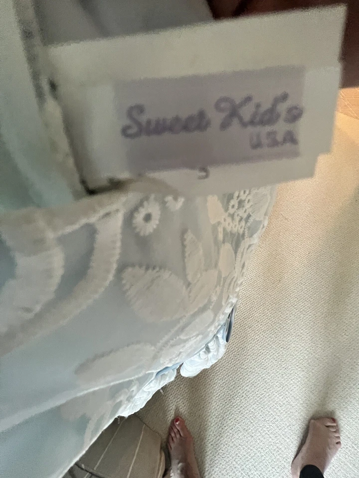 Девочек светло-синий с белый жаккард цветы пасхальное платье размер 8 - Изображение 2 из 4