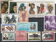 Ruanda 15 Marken postfrisch, ungebraucht mit Falz bzw. gestempelt