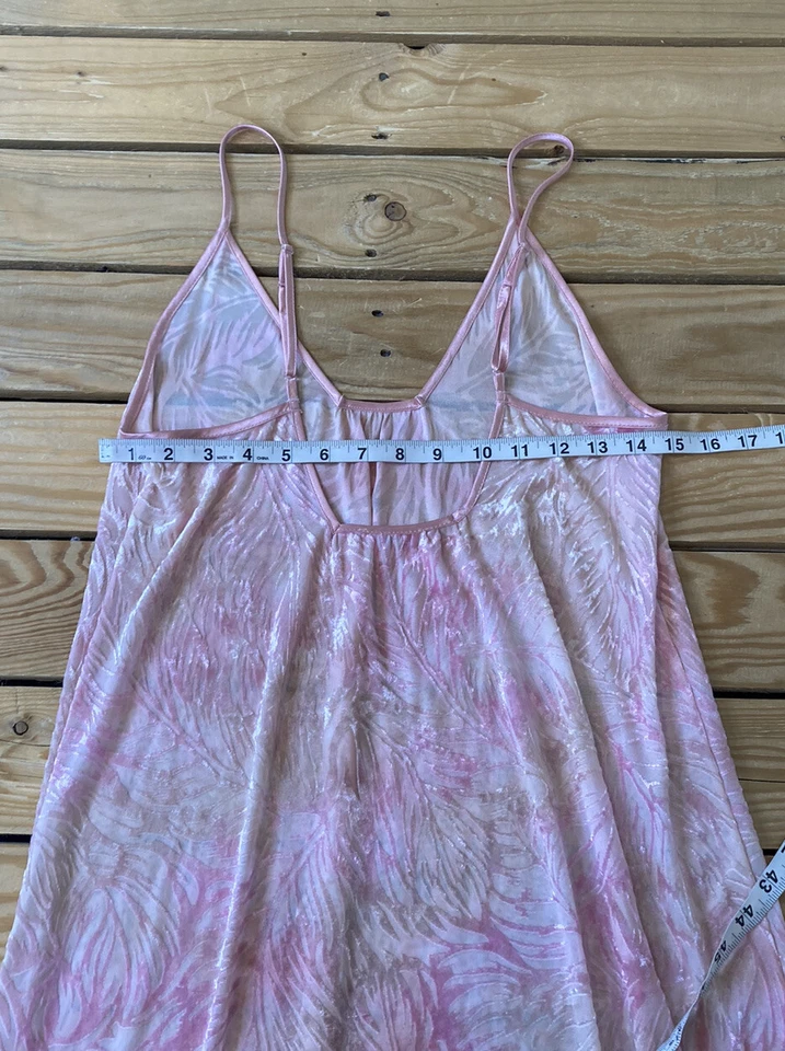 Camisón Vintage Mujer Correa Espagueti Floral Terciopelo Talla S Rosa C12 Foto 4 de 4