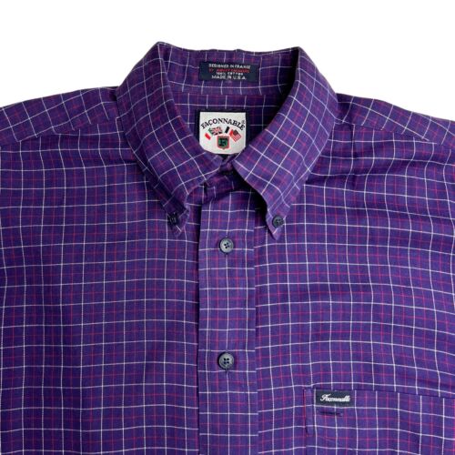 Faconnable Purple Plaid Button-Down Shirt • Class… - image 1