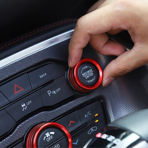 Central Control Knob Engine Start Stop Button Cover For Dodge Challenger 15+ Red - Picture 6 of 11