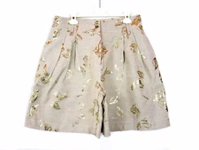 JUST by NIBA Designer Womens Formal Beige Linen Cotton Shorts Pants sz UK 16 BA2