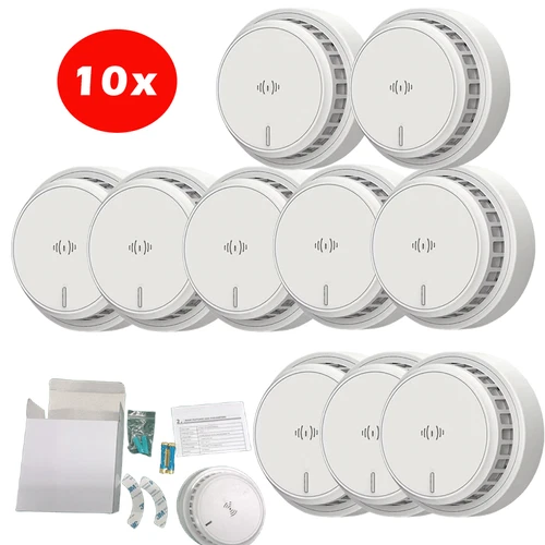 10 Year Life Smoke Alarm with Battery Smoke Detector & Fire Alarms Sensor Home