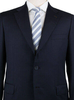 【Brioni】 NAVY-BLUE typewriter SUIT Brioni Augusto Mens Suit Jacket, Sz 46L, Blue/Blue Pinstripe