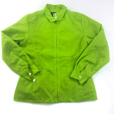 Vintage 90s Nautica Full Zip Collared Windbreaker Jacket Womens Small Green 