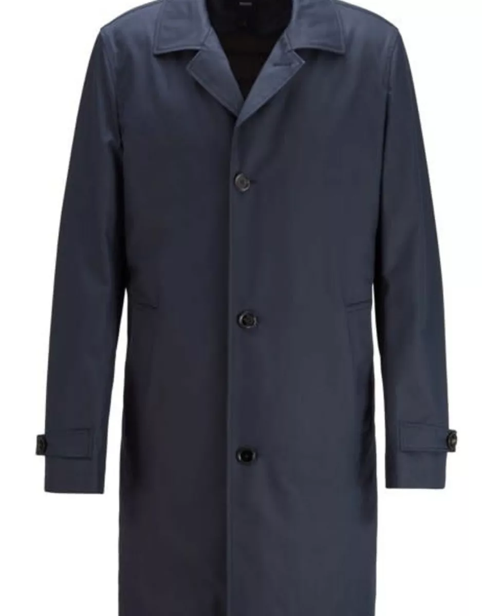 Fader fage Svin Giftig NEW Hugo Boss Derrek Cotton-Blend Overcoat in Navy- Size 42R #C1625 | eBay