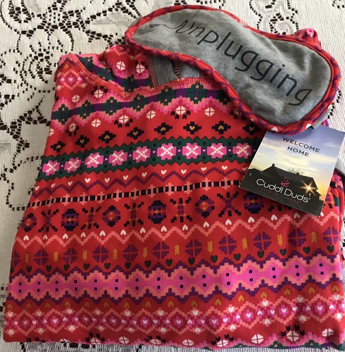 Women Cuddl Duds Fleece Long Sleeve Hooded Nightshirt/Gown X-Small W Mask New - Picture 9 of 11