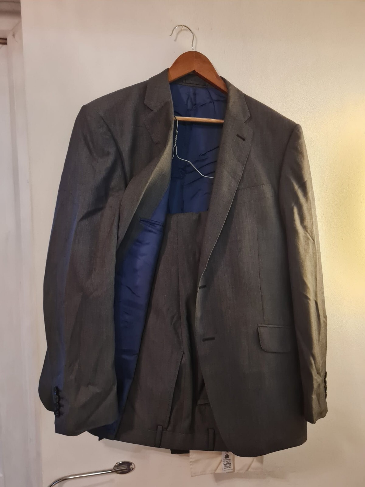 Set 2 pezzi uomo M&S Saville Fila Alfred marrone pura lana fine peggiorata grigio 42 36