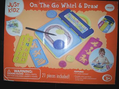 2  x  Whirl & Draw On The Go 21pc Set  Stencils Gears Carry Case Paper Maker 