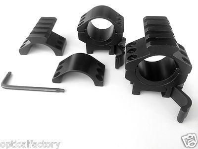 LOW 30 mm/1'' Quick Detach Qd Rifle Scope Rings Mount Set+Picatinny Rail Top 30mm