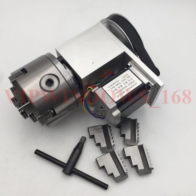 CNC Rotary Axis 100mm 4th Rotational Axis 4-jaw Lathe Chuck for Router Engraver 