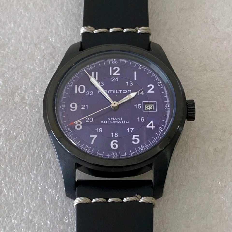 Reloj para hombre Hamilton Khaki Field esfera púrpura 42 mm movimiento automático eta 2846 Foto 3 de 4