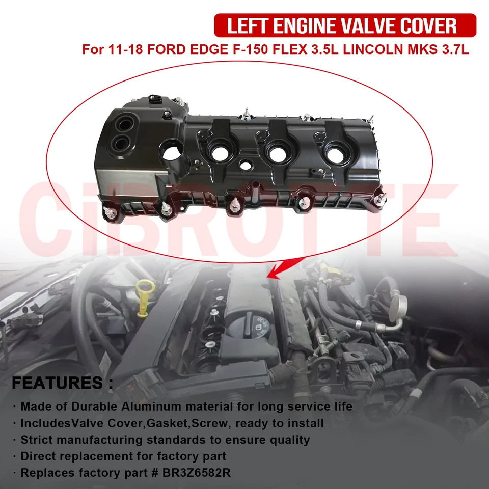 Cubierta de válvula de motor izquierda para 11-18 FORD EDGE F-150 FLEX 3,5 L LINCOLN MKS 3,7 L Foto 2 de 4