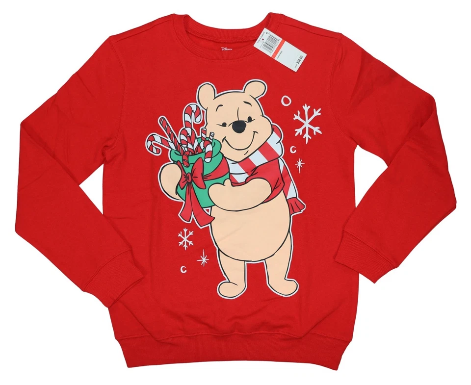 Disney Winnie the Pooh Hybrid Apparel Christmas Theme Women's Sweatshirt NWT Red
