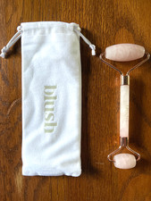   Blush Rose Quartz Facial Roller with Fabric Case - Anti Aging De-Puffing