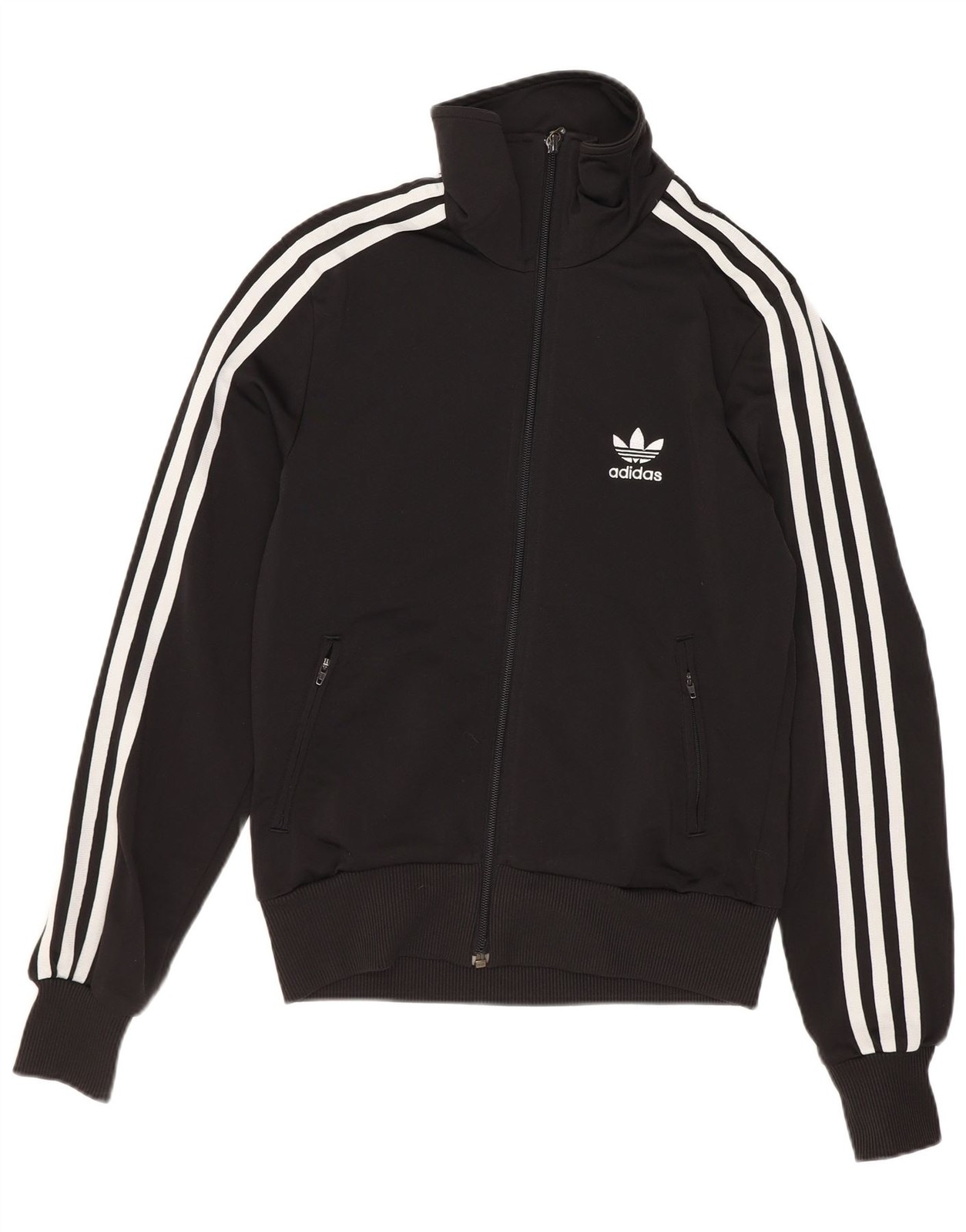 Adidas Womens Graphic Tracksuit Top Jacket EU 36 Small Black Polyester SV10