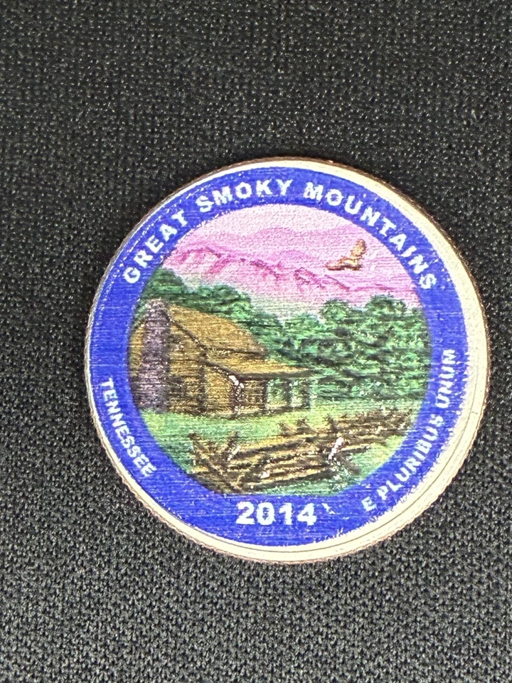 Great Smokey Mountains 2014p America The Beautiful Colorized Washington Quarter  - Image 3 of 4