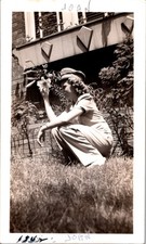 Vintage 1942 Snapshot Photo Woman in Uniform Holding Flower "Joan" WWII Era