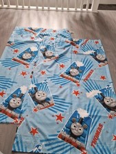 VGC boys retro bedroom Thomas the tank fabric kids train curtains blue 60" x 55"