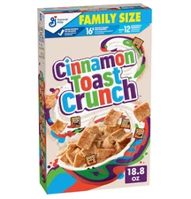 Cinnamon Toast Crunch Breakfast Cereal Crispy Cinnamon Cereal Family Size 18.8