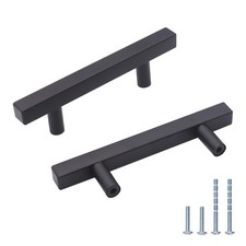 10 Pack Square Cabinet Pulls, Matte Black Stainless Steel Cabinet Handles, Bl...