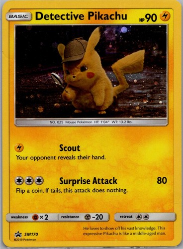 Detective Pikachu - SM170 Holo Promo Sun & Moon Promo Pokemon Lightly Played