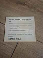 Beeshu Warranty Registration Flyer