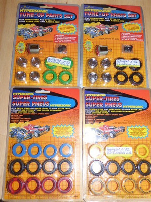 Vintage 4x Packungen 1:32 Hypersonic Tune-Up Parts Set 8290 + Super-Tires 7641