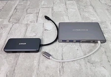 Lot of 2 USB C Hubs HyperDrive Ultimate 11-in-1 MacBook Pro/PC & Anker 5-in-1
